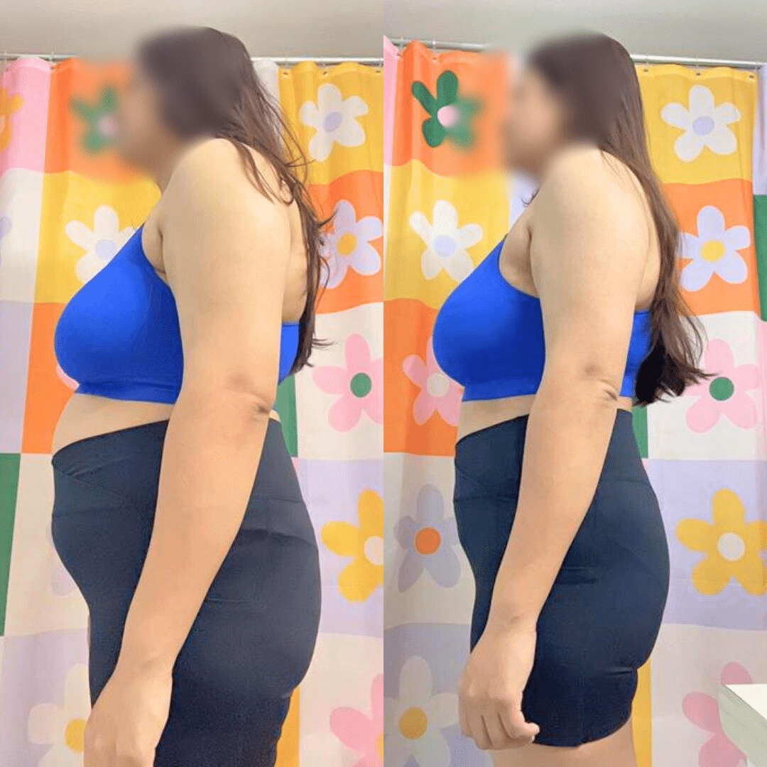 Fitness progress photo of a woman achieved fat loss