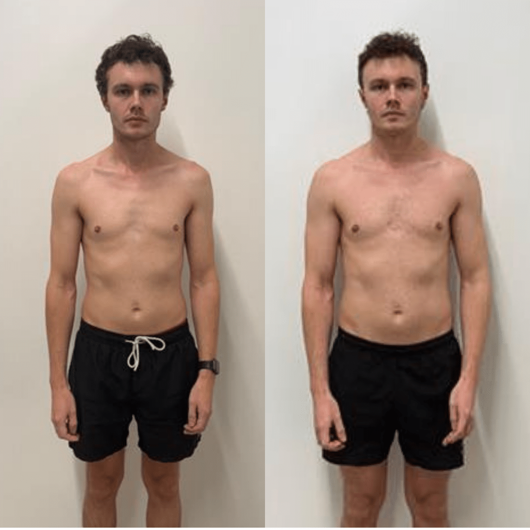 muscle building before and after client result